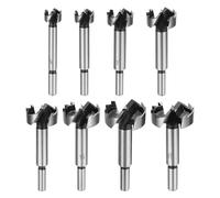 sourcing map Forstner Drill Bits Set 5/8"-1-5/8", Carbide HSS Wood Drilling Saw-Tooth Auger Hole Opener Hinge Boring Bit Cutter with Case, Silver, 8pcs