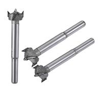 sourcing map Forstner Wood Boring Drill Bits 16mm 17mm 18mm Dia. Hole Saw Carbide Alloy Steel Tip Round Shank Cutting for Hinge Plywood Wood Tool 3in1 Set