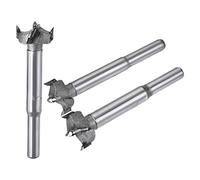sourcing map Forstner Wood Boring Drill Bits 19mm 20mm 21mm Dia. Hole Saw Carbide Alloy Steel Tip Round Shank Cutting for Hinge Plywood Wood Tool 3in1 Set