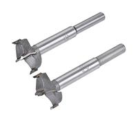 sourcing map Forstner Wood Boring Drill Bits 25mm 26mm Dia. Hole Saw Carbide Alloy Steel Tip Round Shank Cutting for Hinge Plywood Wood Tool 2in1 Set
