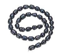sourcing map Freshwater Pearl Beads, 4-5mm Rice Shape Gemstone Beads 0.8mm Hole Pearl String for DIY Necklace Bracelet Chain Earring Jewelry Making, Black