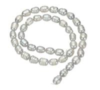 sourcing map Freshwater Pearl Beads, 7-8mm Rice Shape Gemstone Beads 0.8mm Hole Pearl String for DIY Necklace Bracelet Chain Earring Jewelry Making, Dark Gray