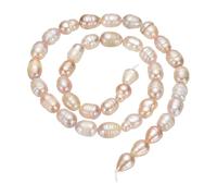 sourcing map Freshwater Pearl Beads, 7-8mm Rice Shape Gemstone Beads 0.8mm Hole Pearl String for DIY Necklace Bracelet Chain Earring Jewelry Making, Beige Purple