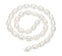 sourcing map Freshwater Pearl Beads, 7-8mm Rice Shape Gemstone Beads 0.8mm Hole Pearl String for DIY Necklace Bracelet Chain Earring Jewelry Making, Beige White