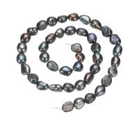 sourcing map Freshwater Pearl Beads, 8-9mm Irregular Shape Straight Hole Gemstone Beads 0.8mm Hole Pearl String for DIY Necklace Bracelet Chain Earring Jewelry Making, Black