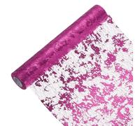 sourcing map Fuchsia Table Runner Roll 11.4" x 30 Feet Sequin Foil Metallic Mesh Table Runner Decor Table Decorations for Wedding, Birthday Party, Christmas, New Year