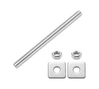 sourcing map Fully Threaded Rod, M10 x 130mm 304 Stainless Steel Fully Threaded Studs with Nuts and Washers for Clamps, Hangers and U-Bolts, Silver