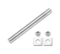sourcing map Fully Threaded Rod, M12 x 110mm 304 Stainless Steel Fully Threaded Studs with Nuts and Washers for Clamps, Hangers and U-Bolts, Silver
