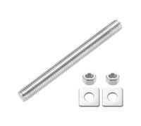 sourcing map Fully Threaded Rod, M12 x 120mm 304 Stainless Steel Fully Threaded Studs with Nuts and Washers for Clamps, Hangers and U-Bolts, Silver