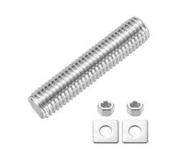 sourcing map Fully Threaded Rod, M12 x 55mm 304 Stainless Steel Fully Threaded Studs with Nuts and Washers for Clamps, Hangers and U-Bolts, Silver