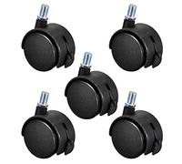 sourcing map Furniture Casters 2 Inch Nylon M10 x 15mm Threaded Stem Swivel Caster Wheels W Brake, 38lb Capacity Each Wheel, 5 Pcs