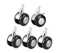 sourcing map Furniture Casters Alloy Plastic 2 Inch Twin Wheel M8 x 15mm Threaded Stem Swivel Caster, 44lb Load Capacity, 5 Pcs (1 with Brake, 4 no Brake)