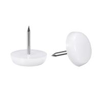 sourcing map Furniture Feet Nail Plastic Glide Nails Chair Table Leg Protector Pads 16mm Dia White 30pcs