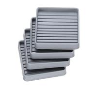 sourcing map Furniture Pads, 4Pcs 2.5'' x 2.5'' - Square Rubber Chair Leg Floor Protectors, Non-slip Caster Cup with Anti-slip Strips for Hardwood Floors (Grey)