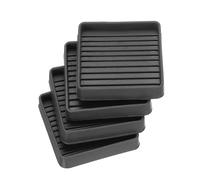 sourcing map Furniture Pads, 4Pcs 2.5'' x 2.5'' - Square Rubber Chair Leg Floor Protectors, Non-slip Caster Cup with Anti-slip Strips for Hardwood Floors (Black)