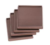 sourcing map Furniture Pads, 4Pcs 4'' x 4'' - Square Rubber Chair Leg Floor Protectors, Non-slip Caster Cup with Anti-slip Strips for Hardwood Floors (Brown)
