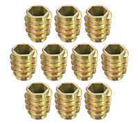sourcing map Furniture Threaded Insert Nuts Zinc Alloy Hex-Flush M10 Internal Threads 20mm Length 10pcs