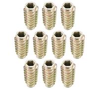 sourcing map Furniture Threaded Insert Nuts Zinc Alloy Hex-Flush M6 Internal Threads 25mm Length 10pcs