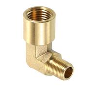sourcing map G 1/4 Inch Female x G 1/8 Inch Male 90 Degree Elbow, Brass L Right Angle Pipe Fitting, Connector for Fluid, Gas, Fuel, Oil, 27x31mm