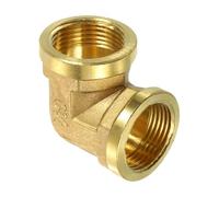 sourcing map G 3/4 Inch Female x G 3/4 Inch Female 90 Degree Elbow, Brass L Right Angle Pipe Fitting, Connector for Fluid, Gas, Fuel, Oil, 43x43mm