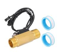 sourcing map G1/2" Hall Effect Liquid Water Flow Sensor, Brass Water Flow Meter with PTFE Tape Liquid Flowmeter Hall Effect Sensor for Heaters, Brass Tone, 1-25L/min YF-B7