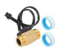 sourcing map G1/2" Hall Effect Liquid Water Flow Sensor, Brass Water Flow Meter with PTFE Tape Liquid Flowmeter Hall Effect Sensor for Heaters, Brass Tone, 1-25L/min YF-B1
