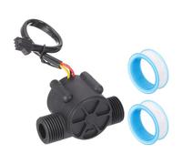 sourcing map G1/2" Hall Effect Liquid Water Flow Sensor, Plastic Water Flow Meter with PTFE Tape Liquid Flowmeter Hall Effect Sensor for Heaters, Black, 1-30L/min S201
