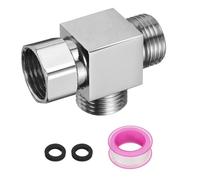 sourcing map G1/2" Shower Diverter Valve 3 Way, Stainless Steel Bidet T Adapter Connector Hose Fitting Tee with PTFE Tape and Gasket for Bidet Angle Valve Hose Bath Toilet Faucet, （51mm,Silver
