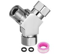 sourcing map G1/2" Shower Diverter Valve 3 Way, Stainless Steel Bidet Y Adapter Connector Hose Fitting Tee with PTFE Tape for Bidet Angle Valve Hose Bath Toilet Faucet, （60mm,Silver