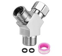 sourcing map G1/2" Shower Diverter Valve 3 Way, Stainless Steel Bidet Y Adapter Connector Hose Fitting Tee with PTFE Tape and Gasket for Bidet Angle Valve Hose Toilet Faucet, （66mm,Silver