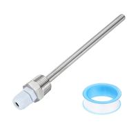 sourcing map G1/2 Thermowell Weldless, 201 Stainless Steel 8mm Dia Temperature Sensor Thermowell with 150mm Cable Gland and Tape for Home Brewing Beer Fermenter, White