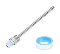 sourcing map G1/2 Thermowell Weldless, 201 Stainless Steel 8mm Dia Temperature Sensor Thermowell with 200mm Cable Gland and Tape for Home Brewing Beer Fermenter, White