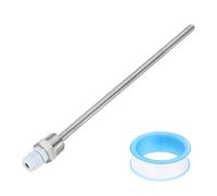 sourcing map G1/2 Thermowell Weldless, 201 Stainless Steel 8mm Dia Temperature Sensor Thermowell with 250mm Cable Gland and Tape for Home Brewing Beer Fermenter, White