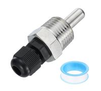 sourcing map G1/2 Thermowell Weldless, 304 Stainless Steel 8mm Dia Temperature Sensor Thermowell with 30mm Cable Gland and Tape for Home Brewing Beer Fermenter, Black