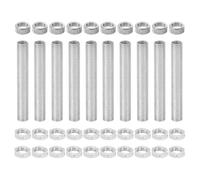 sourcing map G4 Lamp Hardware Fixtures Kit, M10x70mm Thread Lamp Pipe Nipple Connector with Hex Nuts Socket Caps Fit for G4 Bulb Light Socket, Pack of 10