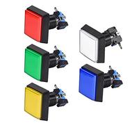 sourcing map Game Push Button 50x50 Square 12V LED Illuminated Push Button Switch with Micro Switch for Arcade Video 5 Colors 5pcs
