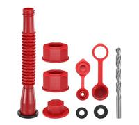 sourcing map Gas Can Spout Replacement, Gas Can Nozzle Flexible Pour Nozzle w Fine/Coarse Thread Cap, Spout Sealing Cap, Gas Can Vent Cap-A/B, Drill Bit for Most 1/2/5/10 Gal Can, Red