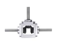 sourcing map Gear Box 90 Degree Right Angle Bevel Gearbox 1:1 Reversing Double Output Shaft 1 Module 20 Teeth Bevel Gear Aluminum Frame Simple Mechanical DIY Module with 8mm Shaft