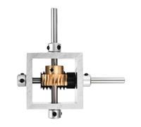 sourcing map Gear Box 90 Degree Right Angle Worm Gearbox 1:10 Reduction Gearbox 1 Module 10 Teeth Worm Gear Aluminum Frame Simple Mechanical DIY Module with 6mm Shaft, 100x100x50mm(LxWxH)