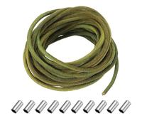 sourcing map Genuine Leather Cord, Round Cowhide Necklace Leather Cords String with Cord End Caps, Braiding Strip Thread Rope for Jewelry Making, Bracelets, Scrapbook, Wrapping Tool, Green