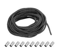 sourcing map Genuine Leather Cord, Round Cowhide Necklace Leather Cords String with Cord End Caps, Braiding Strip Thread Rope for Jewelry Making, Bracelets, Scrapbook, Wrapping Tool, Black