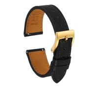 sourcing map Genuine Leather Watch Band 19mm Quick Release Replacement Watch Strap with Stainless Steel Gold Buckle for Men Women, Black