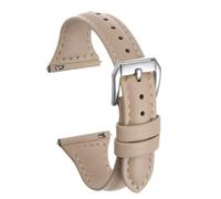 sourcing map Genuine Leather Watch Band 20mm Quick Release Elegant Slim Thin Top Grain Replacement Wristband Strap for Ladies/Children Watch & Smartwatch, Cream/Silver Tone