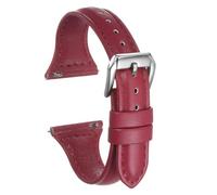 sourcing map Genuine Leather Watch Band 20mm Quick Release Elegant Slim Thin Top Grain Replacement Wristband Strap for Ladies/Children Watch & Smartwatch, Dark Red/Silver Tone