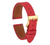 sourcing map Genuine Leather Watch Band 24mm Quick Release Replacement Watch Strap with Stainless Steel Gold Buckle for Men Women, Red