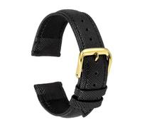 sourcing map Genuine Leather Watch Bands 12mm Thin Grain Replacement Cowhide Leather Strap Elegant Women Men Watch Strap with Stainless Buckle Clasp for Classic SmartWatch, Black Gold Tone