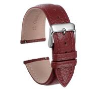 sourcing map Genuine Leather Watch Bands 16mm Flat Quick Replacement Cowhide Leather Watch Strap Elegant Women Men Watch Strap with Stainless Buckle Clasp for Classic SmartWatch, Red