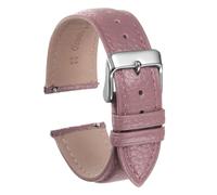 sourcing map Genuine Leather Watch Bands 16mm Flat Quick Replacement Cowhide Leather Watch Strap Elegant Women Men Watch Strap with Stainless Buckle Clasp for Classic SmartWatch, Pink