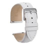 sourcing map Genuine Leather Watch Bands 20mm Flat Quick Replacement Cowhide Leather Watch Strap Elegant Women Men Watch Strap with Stainless Buckle Clasp for Classic SmartWatch, White