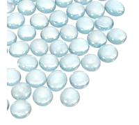 sourcing map Glass Beads,40pcs Flat Glass Gemstone Light Sea Blue 0.44lbs (0.47-0.55") Glass Marbles Pebbles for Vase Fillers Aquarium Decor DIY Craft